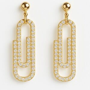 Gold Paperclip Link Dangle Earrings